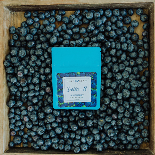 Gold Leaf Collection | Delta-8 gummies by Lake Country Growers | Blueberry 25mg per gummy | 6 count per pack