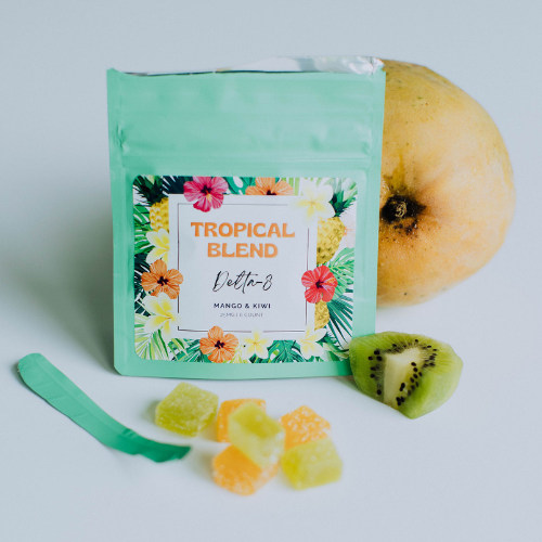 Gold Leaf Collection | Delta-8 gummies by Lake Country Growers | Tropical Blend (Mango & Kiwi) 25mg per gummy | 6 count per pack