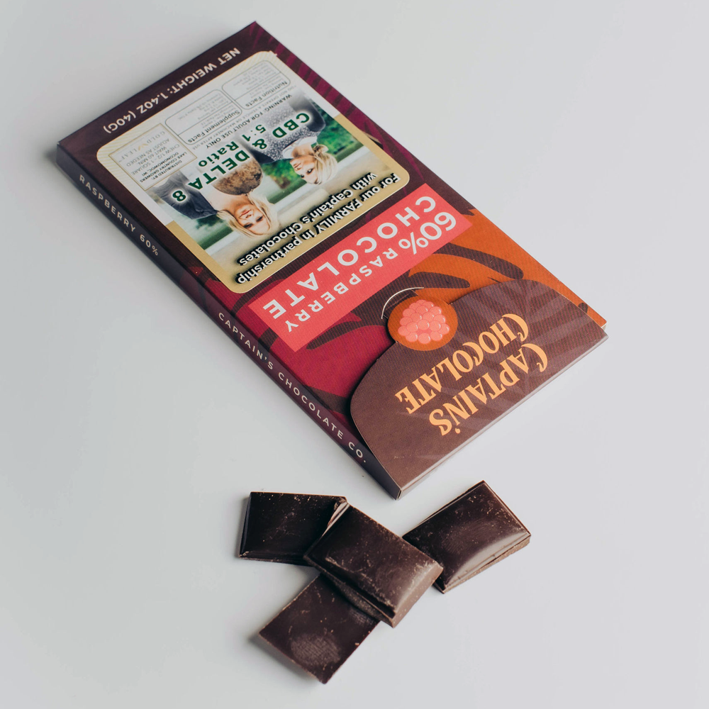 Chillin' Chocolate Bar created in partnership with Captain's Chocolate | 5:1 CBD/Delta-8 ratio | Gold Leaf Collection by Lake Country Growers
